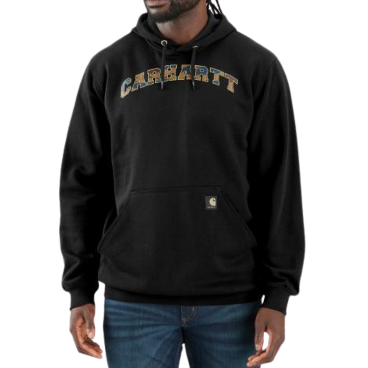 Loose Fit Midweight Camo Logo Graphic Sweatshirt | Black