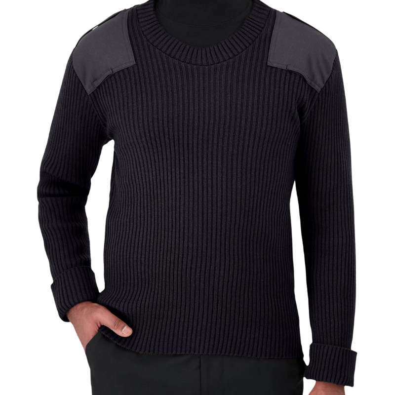 Crew Neck Rib Commando W/ Velcro Epaulets | Black, Navy