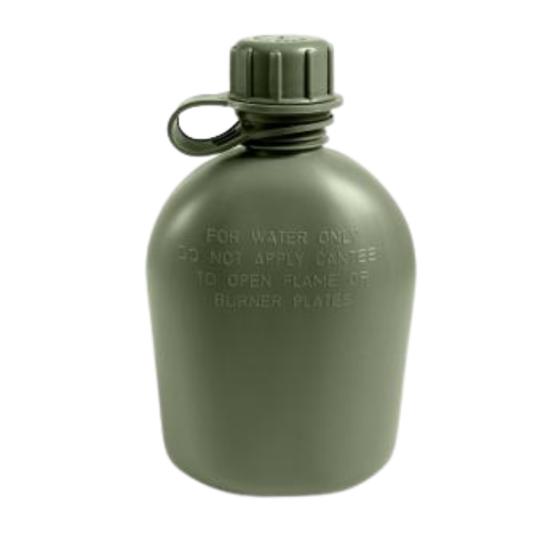 Genuine G.I. 3 Piece 1 Quart Plastic Canteen | Black, Olive