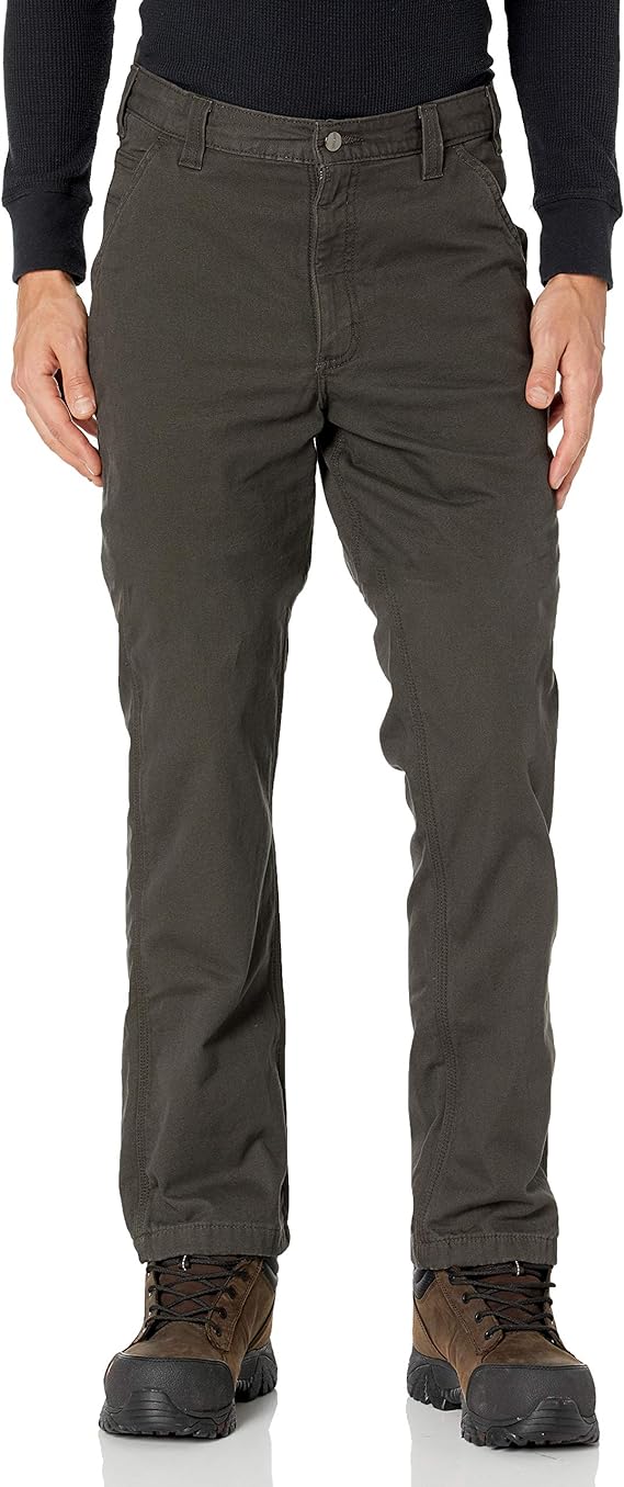 Carhartt Men's Rugged Flex Relaxed Fit Canvas Flannel Lined Utility Work Pant | Peat