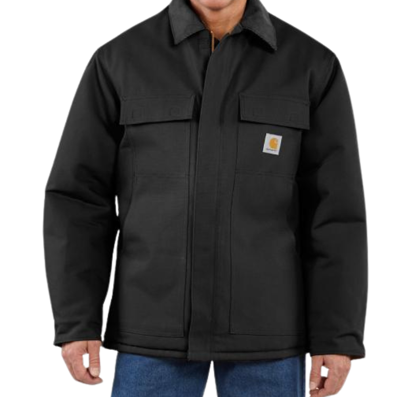 Loose Fit Firm Duck Insulated Traditional Coat | Black