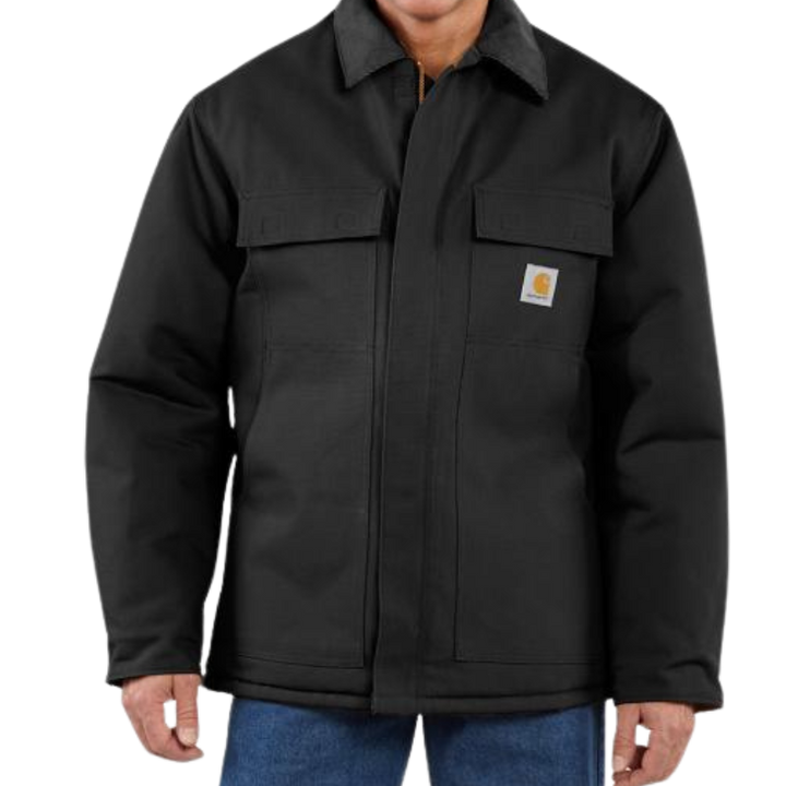 Loose Fit Firm Duck Insulated Traditional Coat | Black