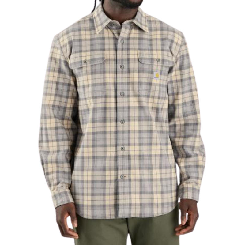 Loose Fit Heavyweight Flannel Long-Sleeve Plaid Shirt | Carhartt Gray