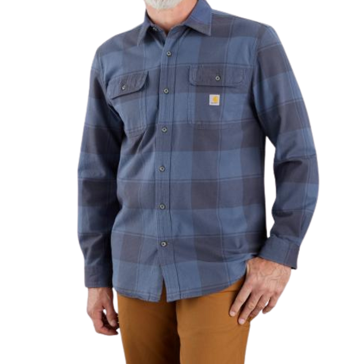 Loose Fit Heavyweight Flannel Long-Sleeve Plaid Shirt