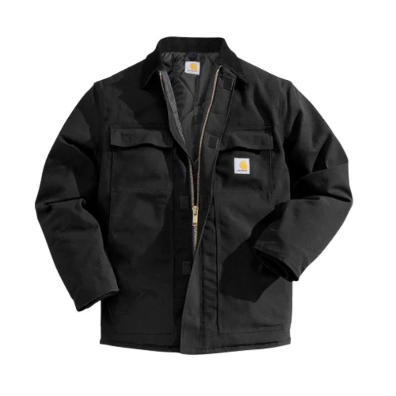 Loose Fit Firm Duck Insulated Traditional Coat | Black