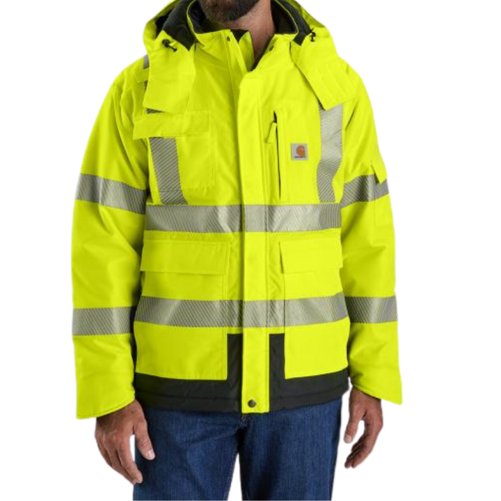 High-Visibility Waterproof Loose Fit Heavyweight Insulated Class 3 Jacket | Brite Lime