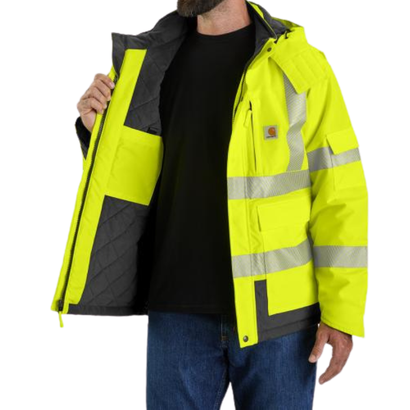 High-Visibility Waterproof Loose Fit Heavyweight Insulated Class 3 Jacket | Brite Lime