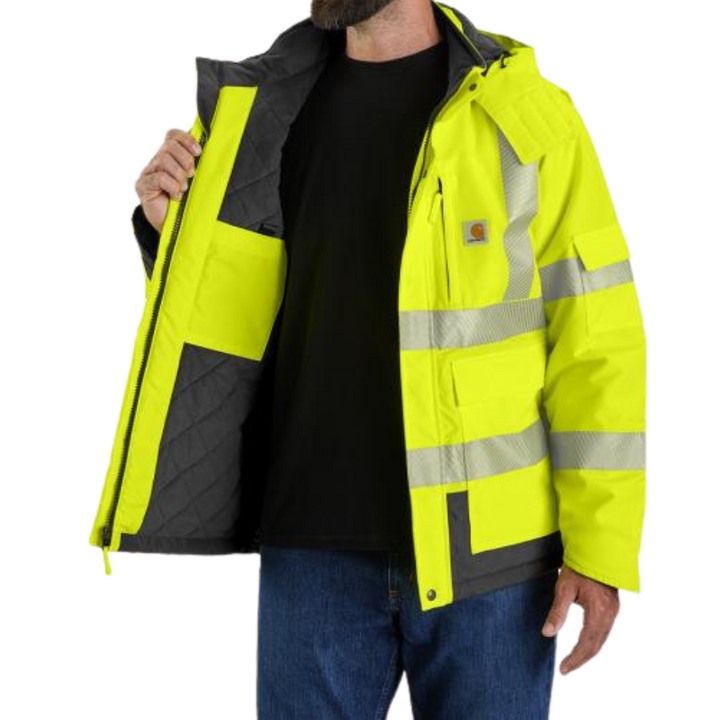 High-Visibility Waterproof Loose Fit Heavyweight Insulated Class 3 Jacket | Brite Lime