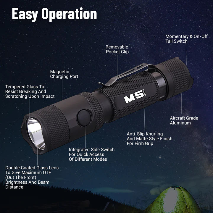 Powertac M5 Gen3 Rechargeable Flashlight