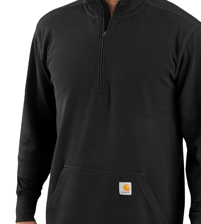 Carhartt Heavyweight Half Zip Long Sleeve Thermal Shirt Black Heath Harriman Army Navy