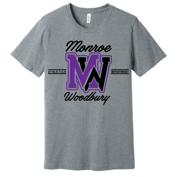 Monroe Woodbury Athletics Short Sleeve Unisex Adult  & Youth Tee | Heather Grey or Black