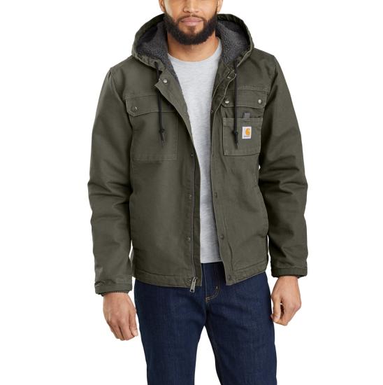 Carhartt Sherpa Lined Washed Duck Bartlett Utility Jacket | Black or Moss