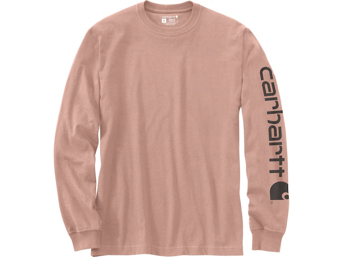 Carhartt Men's Loose Fit Heavyweight Long Sleeve Logo Sleeve Graphic T-Shirt | Ash Rose