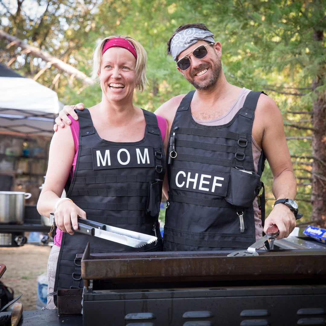 TACTICAL BBQ APRON (comes with chef, mom and dad velcro patch option)