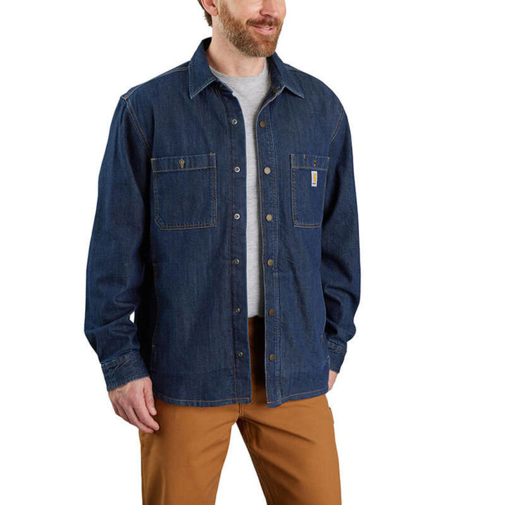 Carhartt Men's Relaxed Fit Denim Fleece Lined Snap-Front Shirt Jacket