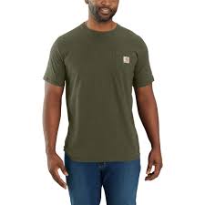 Carhartt Force Relaxed Fit Midweight Short-Sleeve Pocket T-Shirt | Basil Heather, Powder Blue, Heather Gray, Navy, Black