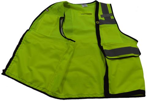 Class 2 Deluxe 8-Pocket High Visibility Heavy Duty Surveyors Safety Vest | Lime/Black